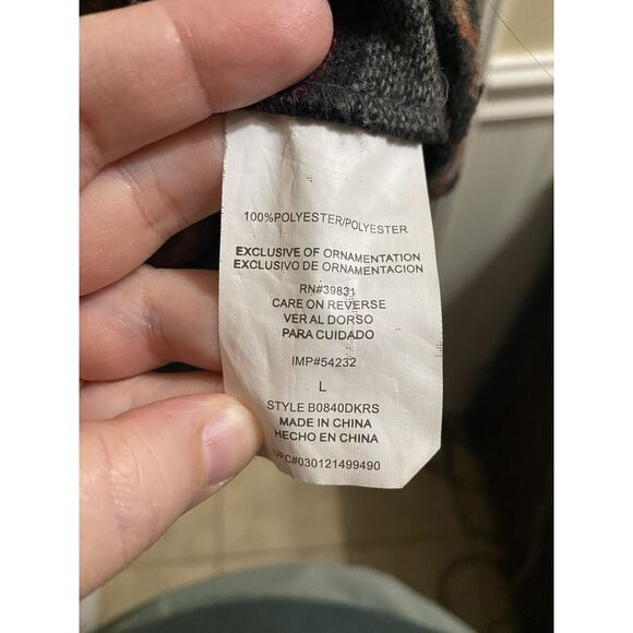 DEMOCRACY Gray Boho Western Pattern 1-Button Wrap Fringe Hooded Vest Sz L - Picture 10 of 12